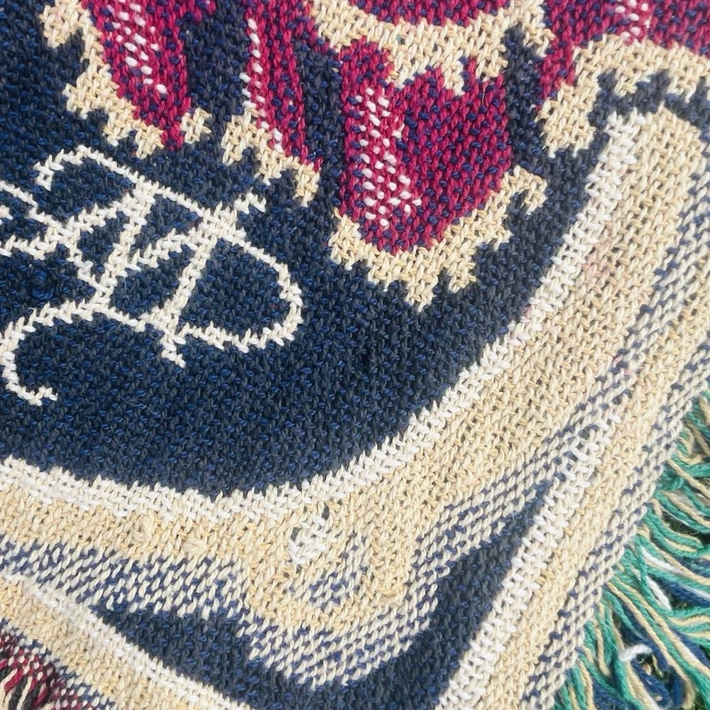 Vintage Santa Claus Christmas‎ Victorian Girl Whispering Tapestry Blanket Throw